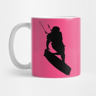 Kitesurfers Freestyle Kite Female Rider Black Silhouette Mug